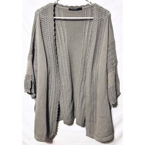 Doe & Rae Women's Large Gray Open Front Knit Cardigan Sweater